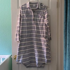 Maternity linen blend oversized shirt dress